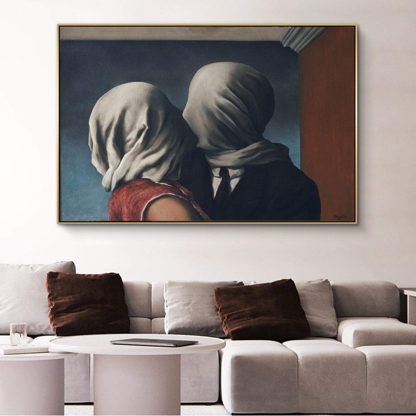 Amazon.co.jp: ルネマグリットの恋人たちキャンバス絵画複製シュル